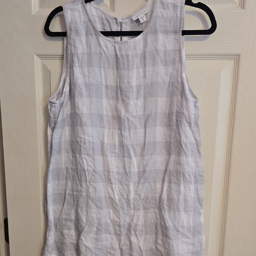 J. Jill Sleeveless White and Gray Checkered Tank‎ Top